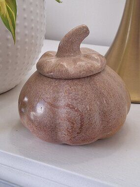 Vintage Soapstone Pumpkin Jar stone marble